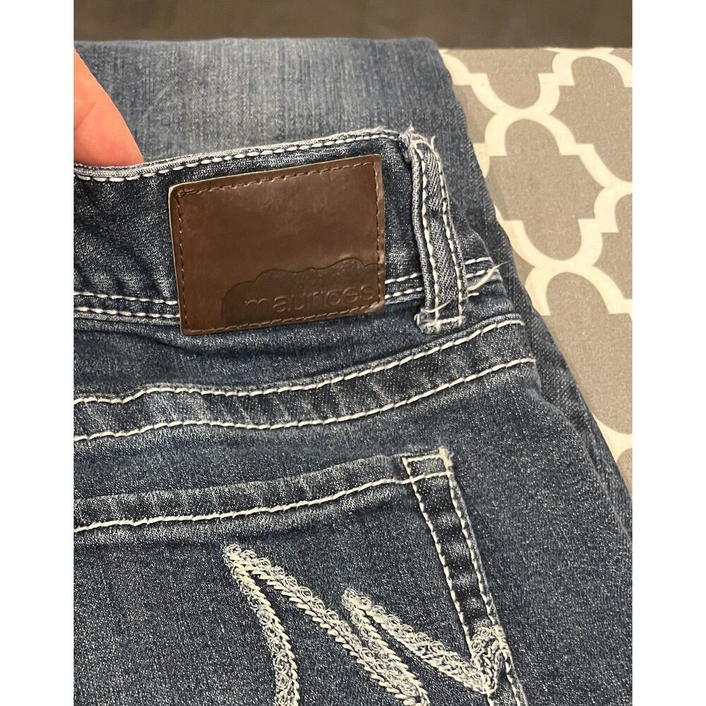 Maurices Bootcut Jeans Womens 9/10 X-Short Dark Wash Embroidered M Pockets - Picture 6 of 6